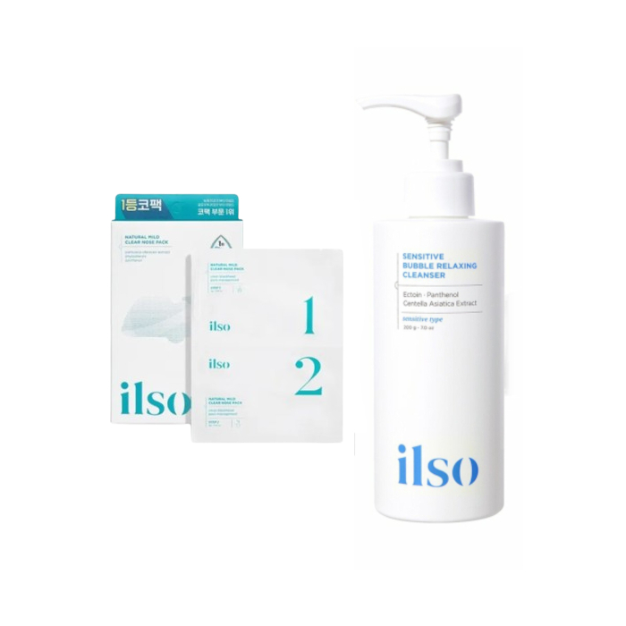 ILSO - Natural Mild Clear Nose Pack - 5ea + Sensitive Bubble Relaxing Cleanser - 200g Set von ILSO