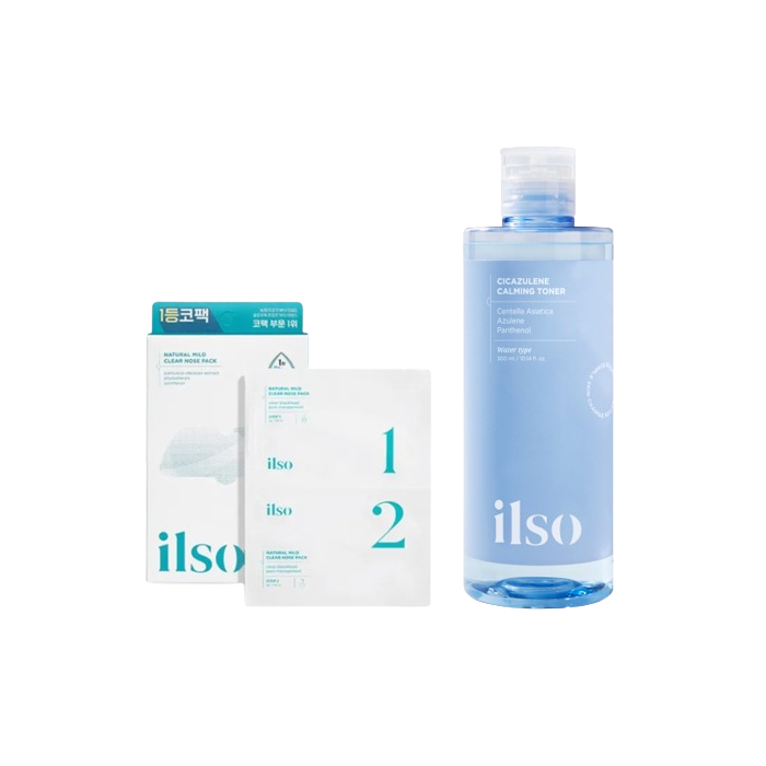 ILSO - Natural Mild Clear Nose Patch - 5ea + Cicazulene Calming Toner - 300ml Set von ILSO
