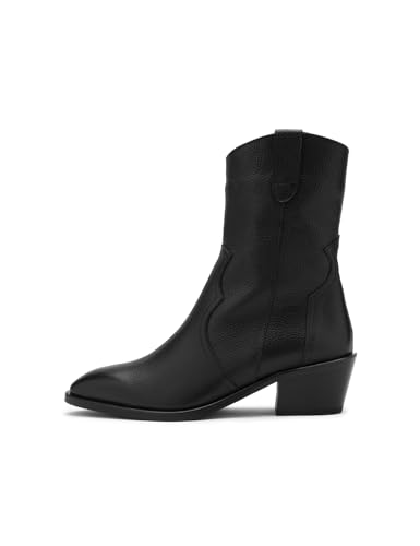 ILVI Floater-Leder Stiefeletten Damen Schwarz Mit Absatz, Ankle Boots Echtes Leder (Schwarz, EU Schuhgrößensystem, Erwachsene, Damen, Numerisch, M, 39) von ILVI