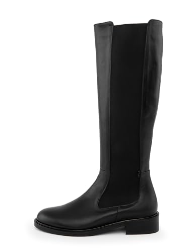 ILVI Overknees Winterstiefel Damen Echtes Leder Schwarze Hohe Stiefel (Schwarz, EU Schuhgrößensystem, Erwachsene, Damen, Numerisch, M, 38) von ILVI