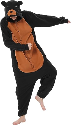 ILWHE Tier Kostüm Jumpsuits Pyjamas Cosplay Kostüm Weihnachten Halloween Schlafanzug für Unisex Erwachsene Jugendliche (M, Bär) von ILWHE