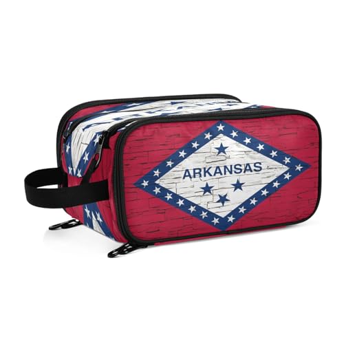 Arkansas Kulturbeutel für Damen, Staatsflagge, groß, Make-up-Tasche, Organizer, Reise-Kosmetiktasche, mehrfarbig, Einheitsgröße, Kosmetikkoffer von ILmira