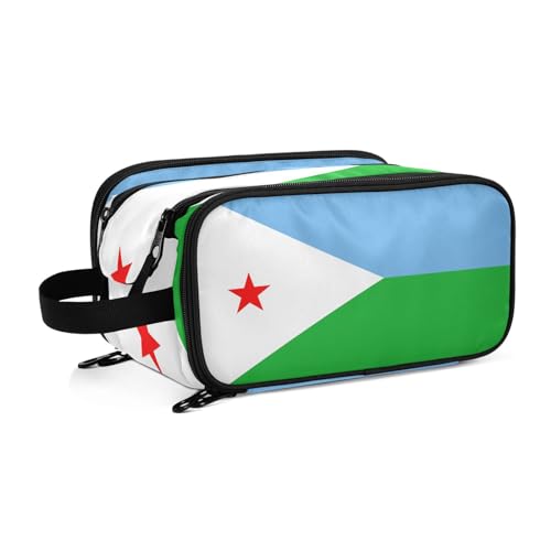 Djibouti Flags Damen Kulturbeutel, groß, Make-up-Tasche, Organizer, Reise-Kosmetiktasche, mehrfarbig, Einheitsgröße, Kosmetikkoffer von ILmira