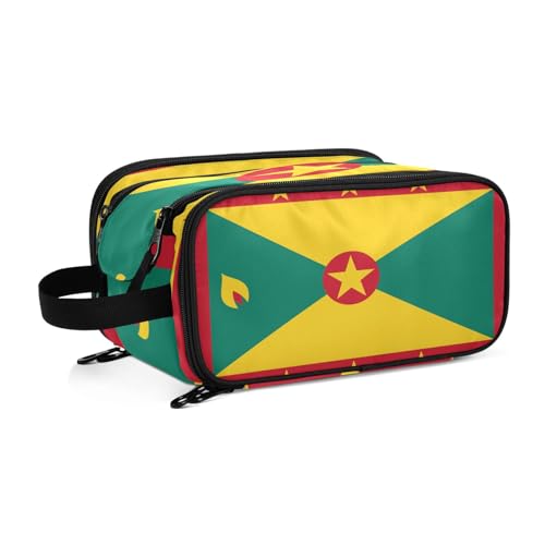 Grenada Flags Kulturbeutel für Damen, groß, Make-up-Tasche, Organizer, Reise-Kosmetiktasche, mehrfarbig, Einheitsgröße, Kosmetikkoffer von ILmira