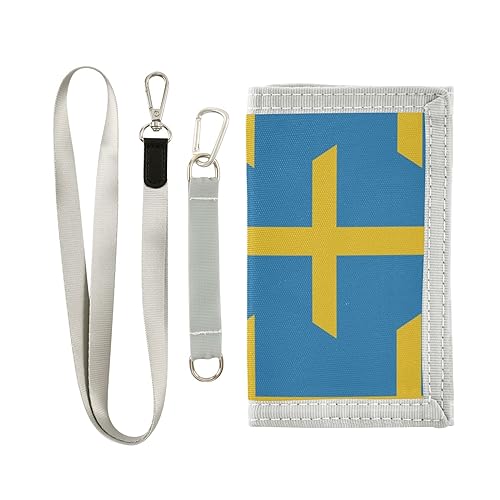 ILmira Schweden-Flagge Damen Geldbörse mit Münzfach und Kreditkartenhalter, Gilrs Ordner Geldbörse mit Kette und Haken, mehrfarbig, Einheitsgröße, Dienstprogramm von ILmira