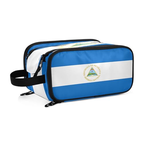 Kosmetiktasche für Damen, Motiv: Nicaragua-Flaggen, groß, Make-up-Tasche, Organizer, Reise-Kosmetiktasche, mehrfarbig, Einheitsgröße, Kosmetikkoffer von ILmira