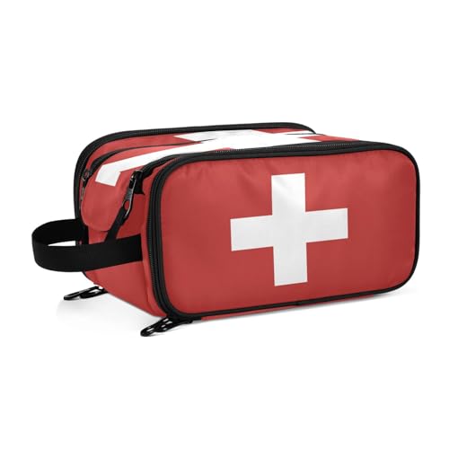 Kosmetiktasche für Damen, Motiv: Schweiz-Flaggen, groß, Make-up-Tasche, Organizer, Reise-Kosmetiktasche, mehrfarbig, Einheitsgröße, Beauty Case von ILmira