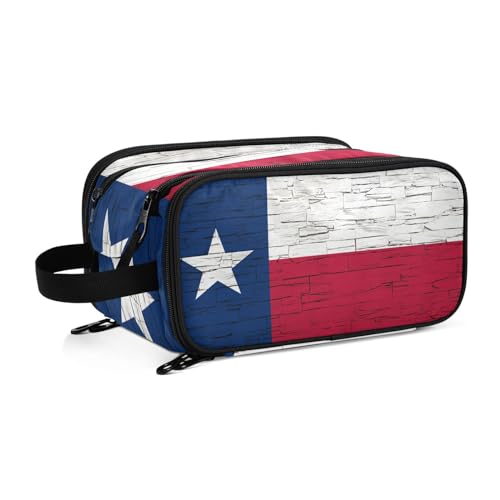 Kosmetiktasche für Damen, Motiv: Texas Staatsflagge, groß, Make-up-Tasche, Organizer, Reise-Kosmetiktasche, mehrfarbig, Einheitsgröße, Beauty Case von ILmira