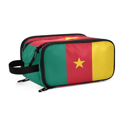 Kulturbeutel für Damen, Kamerun-Flaggen, groß, Make-up-Tasche, Organizer, Reise-Kosmetiktasche, mehrfarbig, Einheitsgröße, Kosmetikkoffer von ILmira