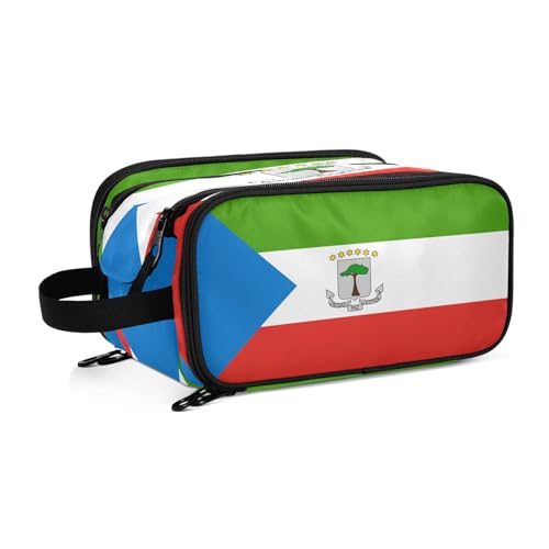 Kulturbeutel für Damen, Motiv: Äquatorialguinea-Flaggen, groß, Make-up-Tasche, Organizer, Reise-Kosmetiktasche, mehrfarbig, Einheitsgröße, Kosmetikkoffer von ILmira