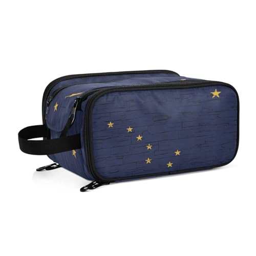 Kulturbeutel für Damen, Motiv: Alaska Staatsflagge, groß, Make-up-Tasche, Organizer, Reise-Kosmetiktasche, mehrfarbig, Einheitsgröße, Kosmetikkoffer von ILmira