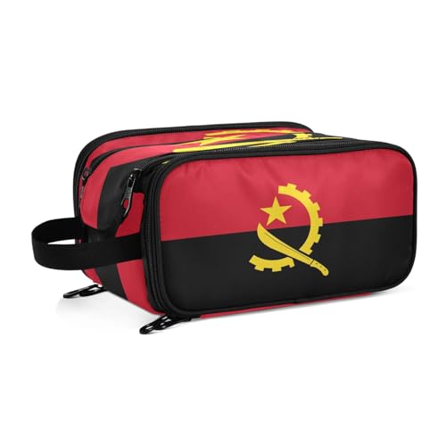 Kulturbeutel für Damen, Motiv: Angola-Flaggen, groß, Make-up-Tasche, Organizer, Reise-Kosmetiktasche, mehrfarbig, Einheitsgröße, Kosmetikkoffer von ILmira