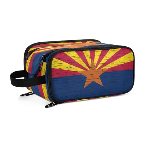 Kulturbeutel für Damen, Motiv: Arizona, Staatsflagge, groß, Make-up-Tasche, Organizer, Reise-Kosmetiktasche, mehrfarbig, Einheitsgröße, Kosmetikkoffer von ILmira