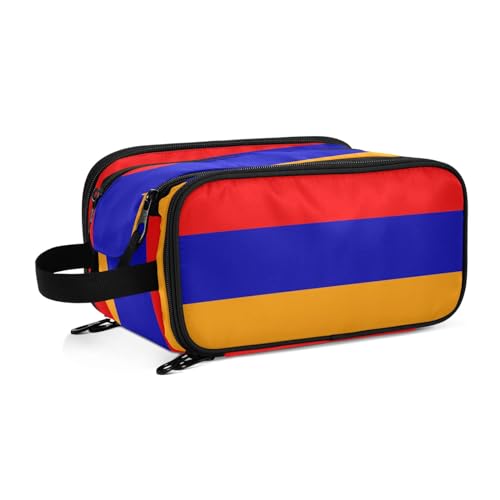 Kulturbeutel für Damen, Motiv: Armenien-Flaggen, groß, Make-up-Tasche, Organizer, Reise-Kosmetiktasche, mehrfarbig, Einheitsgröße, Kosmetikkoffer von ILmira