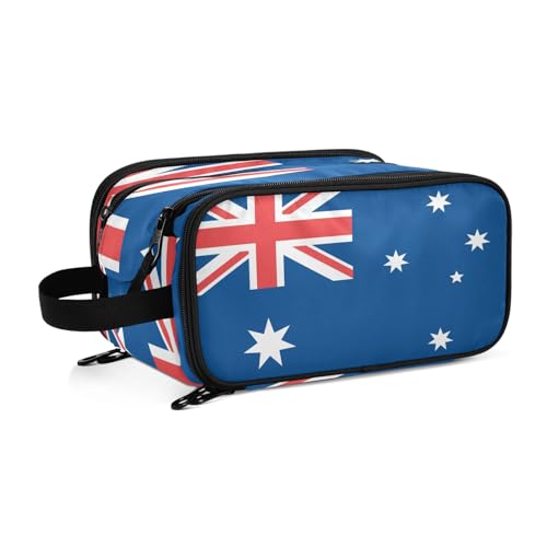 Kulturbeutel für Damen, Motiv: Australien-Flaggen, groß, Make-up-Tasche, Organizer, Reise-Kosmetiktasche, mehrfarbig, Einheitsgröße, Kosmetikkoffer von ILmira