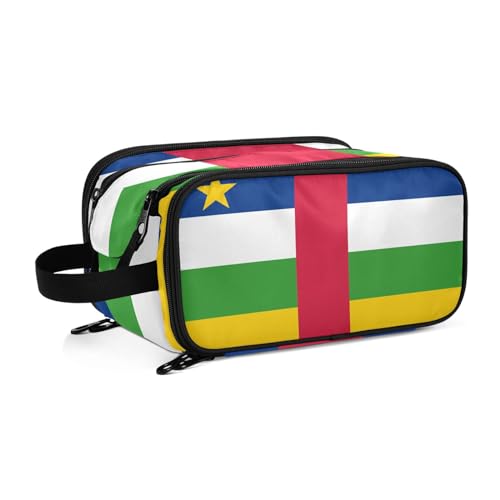 Kulturbeutel für Damen, Motiv: Flagge der Zentralafrikanischen Republik, groß, Make-up-Tasche, Organizer, Reise-Kosmetiktasche, mehrfarbig, Einheitsgröße, Kosmetikkoffer von ILmira