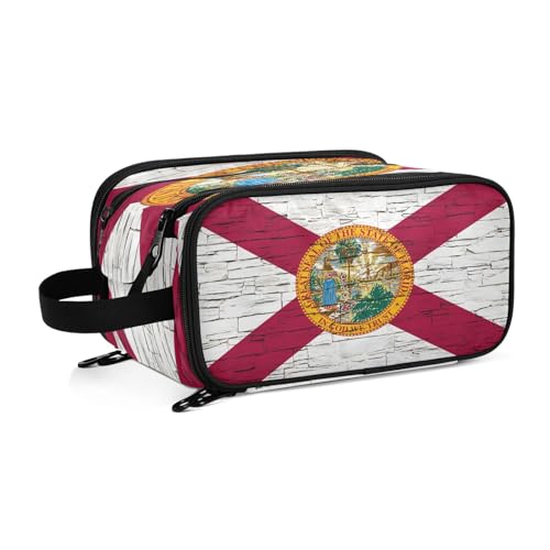 Kulturbeutel für Damen, Motiv: Florida, Staatsflagge, groß, Make-up-Tasche, Organizer, Reise-Kosmetiktasche, mehrfarbig, Einheitsgröße, Kosmetikkoffer von ILmira