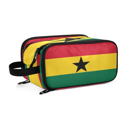 Kulturbeutel für Damen, Motiv: Ghana-Flaggen, groß, Make-up-Tasche, Organizer, Reise-Kosmetiktasche, mehrfarbig, Einheitsgröße, Kosmetikkoffer von ILmira