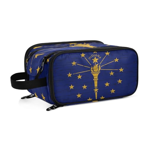 Kulturbeutel für Damen, Motiv: Indiana Staatsflagge, groß, Make-up-Tasche, Organizer, Reise-Kosmetiktasche, mehrfarbig, Einheitsgröße, Kosmetikkoffer von ILmira