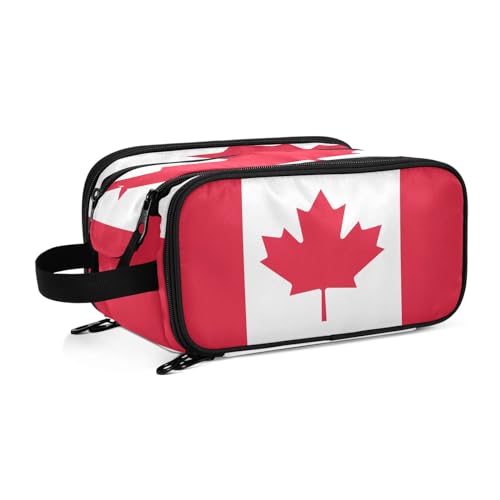 Kulturbeutel für Damen, Motiv: Kanada-Flaggen, groß, Make-up-Tasche, Organizer, Reise-Kosmetiktasche, mehrfarbig, Einheitsgröße, Kosmetikkoffer von ILmira