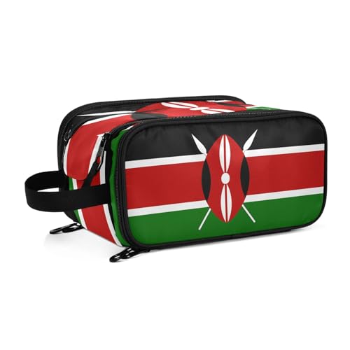 Kulturbeutel für Damen, Motiv: Kenia-Flaggen, groß, Make-up-Tasche, Organizer, Reise-Kosmetiktasche, mehrfarbig, Einheitsgröße, Kosmetikkoffer von ILmira