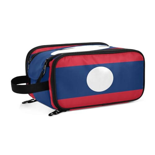 Kulturbeutel für Damen, Motiv: Laos Flags, groß, Make-up-Tasche, Organizer, Reise-Kosmetiktasche, mehrfarbig, Einheitsgröße, Kosmetikkoffer von ILmira