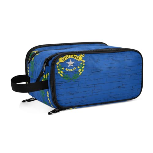 Kulturbeutel für Damen, Motiv: Nevada-Flagge, groß, Make-up-Tasche, Organizer, Reise-Kosmetiktasche, mehrfarbig, Einheitsgröße, Beauty Case von ILmira