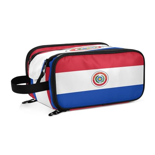 Kulturbeutel für Damen, Motiv: Paraguay-Flaggen, groß, Make-up-Tasche, Organizer, Reise-Kosmetiktasche, mehrfarbig, Einheitsgröße, Kosmetikkoffer von ILmira
