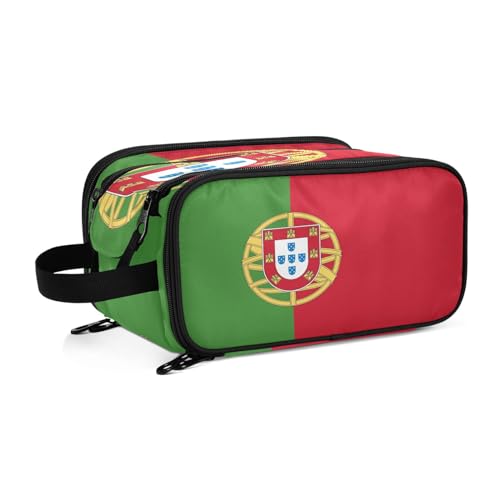 Kulturbeutel für Damen, Motiv: Portugal-Flaggen, groß, Make-up-Tasche, Organizer, Reise-Kosmetiktasche, mehrfarbig, Einheitsgröße, Beauty Case von ILmira