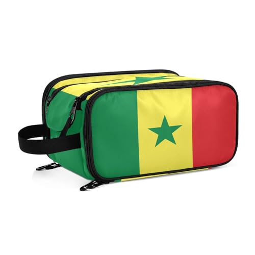 Kulturbeutel für Damen, Motiv: Senegal-Flaggen, groß, Make-up-Tasche, Organizer, Reise-Kosmetiktasche, mehrfarbig, Einheitsgröße, Kosmetikkoffer von ILmira