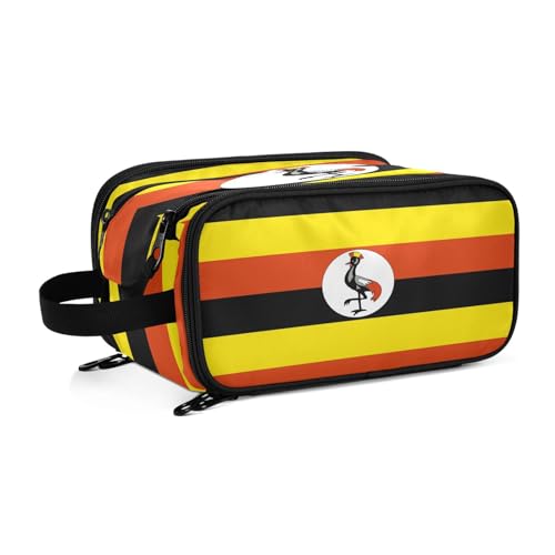 Kulturbeutel für Damen, Motiv: Uganda-Flaggen, groß, Make-up-Tasche, Organizer, Reise-Kosmetiktasche, mehrfarbig, Einheitsgröße, Kosmetikkoffer von ILmira