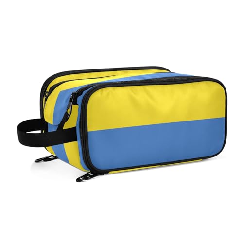 Kulturbeutel für Damen, Motiv: Ukraine-Flaggen, groß, Make-up-Tasche, Organizer, Reise-Kosmetiktasche, mehrfarbig, Einheitsgröße, Kosmetikkoffer von ILmira