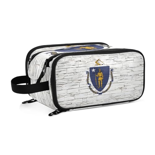 Massachusetts Kosmetiktasche für Damen, Motiv: Staatsflagge, mehrfarbig, Einheitsgröße, Beauty Case von ILmira