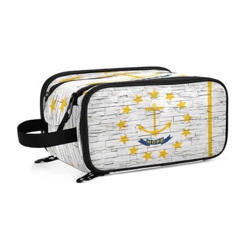 Rhode Island State Flag Damen Kulturbeutel Große Make-up-Tasche Organizer Reise Kosmetiktasche, mehrfarbig, Einheitsgröße, Beauty Case von ILmira