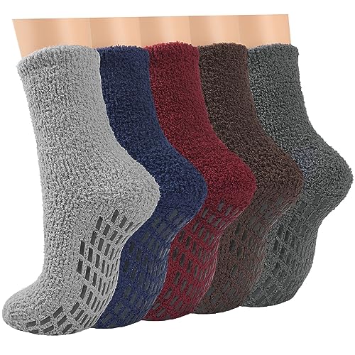 ILovDaisy 5 Paar Kuschelsocken Wintersocken Herren Damen, Warme Stoppersocken Thermosocken Flauschige Socken für Männer Dicke Bettsocken Weihnachtssocken Rutschfeste Haussocken 39-45 von ILovDaisy