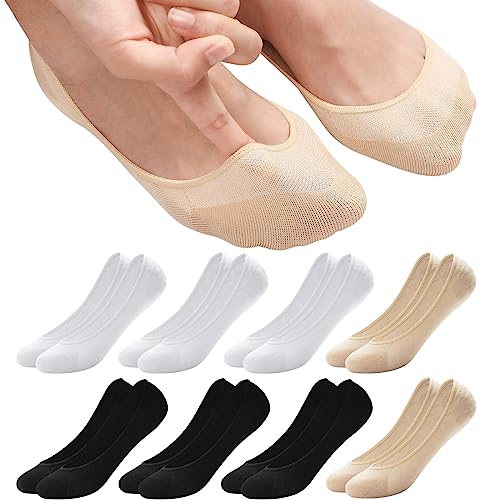 ILovDaisy 8 Paar Füßlinge Ballerina Socken Damen Atmungsaktiv Füsslinge, Unsichtbare Sneaker Socken No Show Rutschfeste Socken mit Siliconpad Kurze Socken Halbsocken Mehrfarbig 39-42 von ILovDaisy