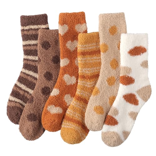 ILovDaisy Kuschelsocken Damen 6 Paare Warme Flauschige Socken, Weihnachtssocken, Dicke Wintersocken Haussocken, Kuschel Bettsocken Schlafsocken Thermosocken für Weihnachten als Geschenke von ILovDaisy