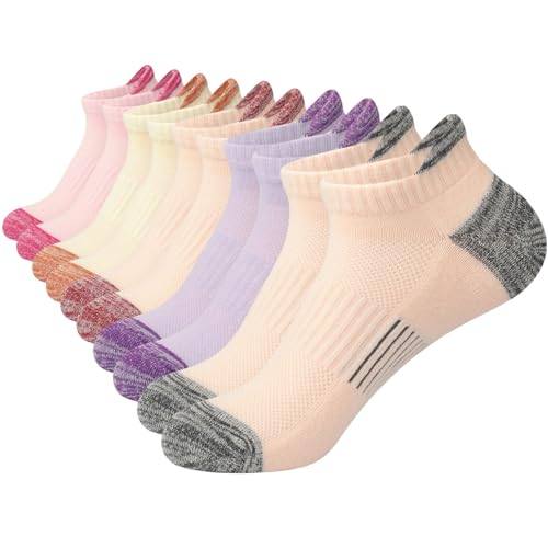 ILovDaisy Sneaker Socken Damen Sportsocken Mehrfarbig 35-38, 5 Paar Sneakersocken Laufsocken Atmungsaktiv Kurze Knöchelsocken aus Baumwolle von ILovDaisy