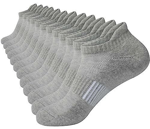 ILovDaisy Sneaker Socken Herren 43-46 Sportsocken Damen 39-42 35-38 Sneakersocken Gepolsterte Laufsocken Baumwolle Unisex Kurze Socken Atmungsaktiv Knöchelsocken 6 Paar Grau von ILovDaisy