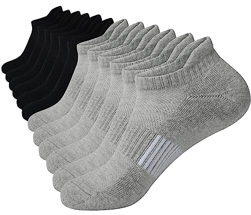 ILovDaisy Sneaker Socken Herren 43-46 Sportsocken Damen 39-42 35-38 Sneakersocken Gepolsterte Laufsocken Baumwolle Unisex Kurze Socken Atmungsaktiv Knöchelsocken 6 Paar Schwarz Grau von ILovDaisy