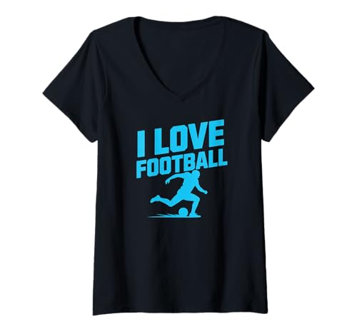 Damen I Love Football Player Passion Fan Gear T-Shirt mit V-Ausschnitt Damen I Love Football Player Passion Fan Gear T-Shirt mit V-Ausschnitt von ILoveFootball Football Soccer Fans Unite