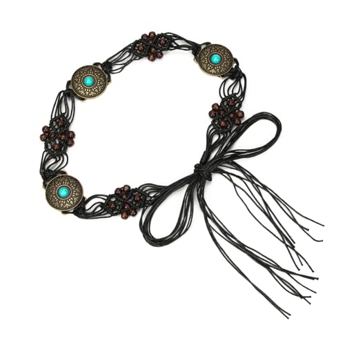 ILuvatar Damen Bohemian Style Rope Braid Taillengürtel U33, Schwarz-88, 170CM von ILuvatar