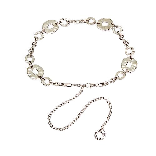 Luvatar Mode Metall Taille Kette Gürtel Bluse Kleid Pullover Kette Gürtel…, Silber-rund, 116CM von ILuvatar