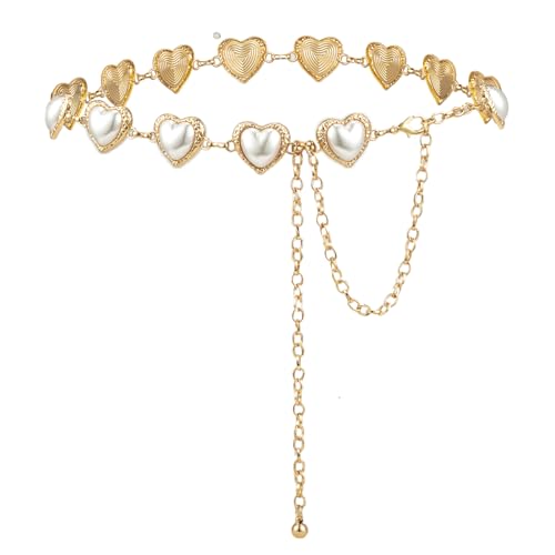 Luvatar Mode Metall Taillenkette Gürtel Bluse Kleid Pullover Kette Gürtel .., Goldfarben, S95, Medium von ILuvatar