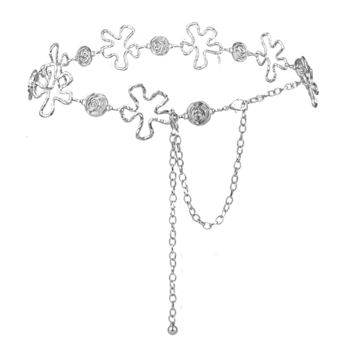 Luvatar Mode Metall Taillenkette Gürtel Bluse Kleid Pullover Kette Gürtel .., Silber, T03, Medium von ILuvatar