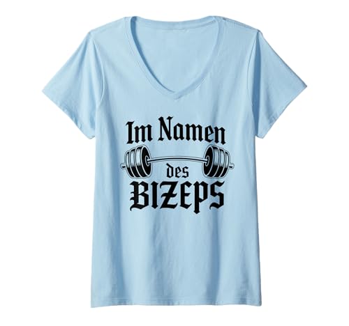 Damen IM Namen des BIZEPS - Training Fitness Fitnessstudio Gym T-Shirt mit V-Ausschnitt Damen IM Namen des BIZEPS - Training Fitness Fitnessstudio Gym T-Shirt mit V-Ausschnitt von IM NAMEN DES BIZEPS - Bankdrücken Hanteln Pumpen