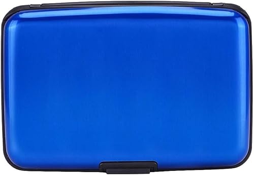 IMAGILIVSPAS RFID-blockierender Kreditkartenschutz, Aluminium-Ausweishülle, Hartschale, Visitenkartenhalter, Metallgeldbörse für Männer oder Frauen, 1 Stück, Blau, RFID-blockierendes Kartenetui von IMAGILIVSPAS