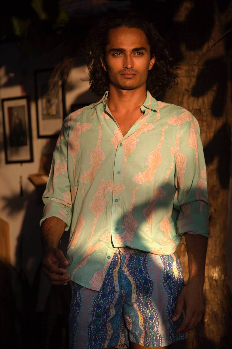 Mint Tiger Herren Resort Xl Bedrucktes Shirt Sommerhemd von IMAGINEyaseminbibin