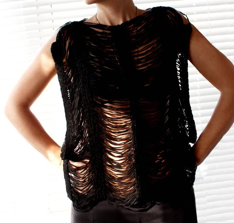 Schwarzes Gestricktes Strand Top von IMAGINEyaseminbibin