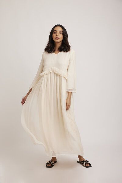 ÏMAIMA Elya Chiffon Maxikleid aus Bio-Baumwolle mit Rüschen von ÏMAIMA